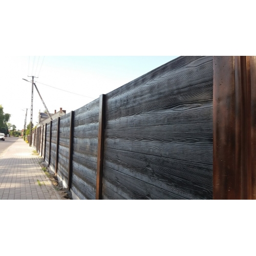 Ogrodzenie model deska  dwustronna faktura kolor grafit  1,75m wys.