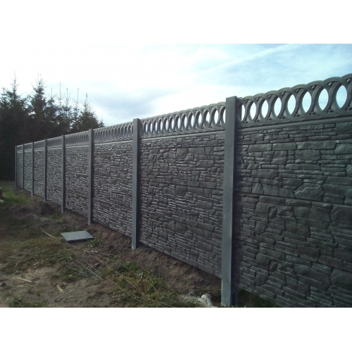 Ogrodzenie model skałka jednostronna faktura kolor grafit  2m wys. 